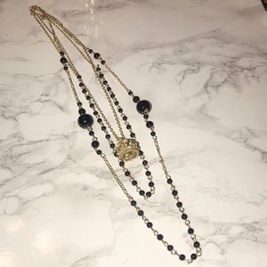 NWOT STATEMENT GOLD & BLACK BEADED NECKLACE
